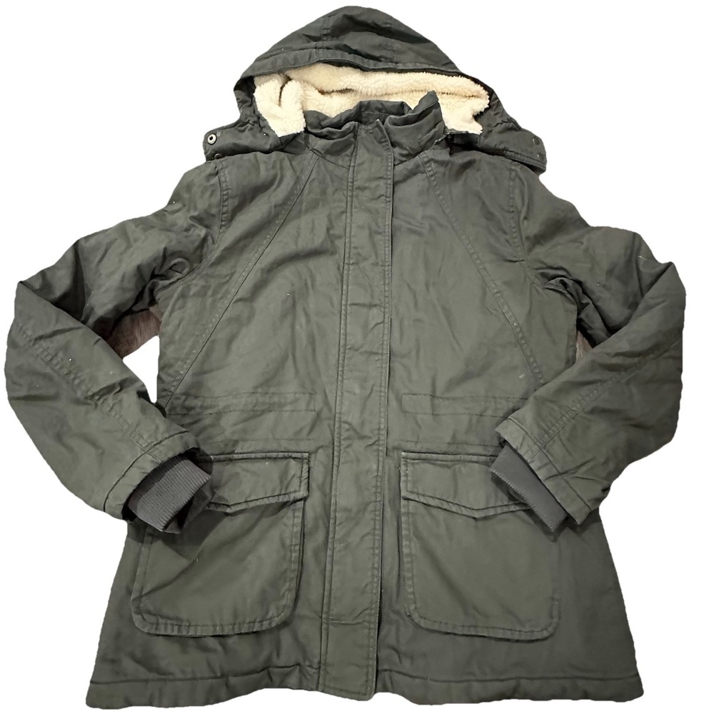 WenVen Hooded Sherpa Lined Medium Weight Jacket Army Green  Mens Sz M